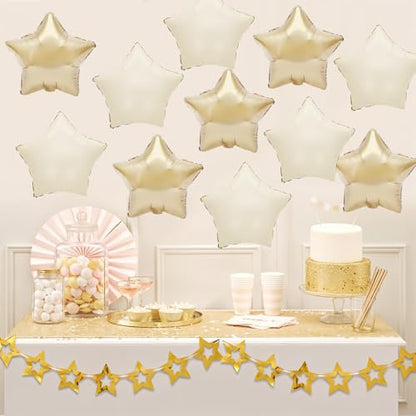 White Gold Star Foil Balloons,12Pcs 18Inch Star Shaped Balloons - color: White Gold