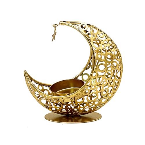 Elegant Moon Shaped Table Decor Metal Stand Soft Lighting for Couple Housewives and Interior Decor Enthusiasts Candlestick