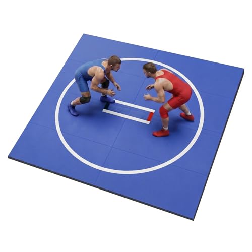 10' x 10' Wrestling Mat (118" x 118" x 1.18") Roll-Up Jiu Jitsu Mat for Home Gym, BJJ, MMA, Grappling, Judo & Martial Arts Training, Durable Non-Slip Folding Exercise Mat - color: Bule