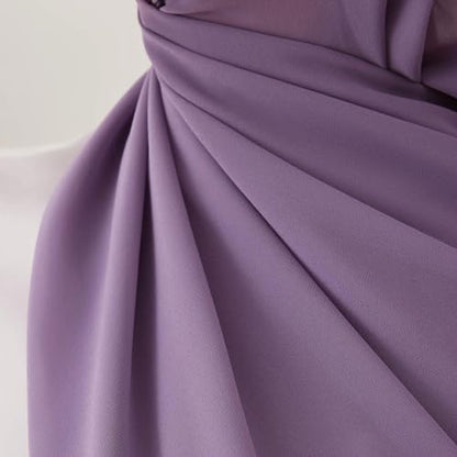 Modest Small Luxury Chiffon Hijab | Premium Lightweight, Flowy and Textured Chiffon Wrap Head Scarf for Women - color: Lilac
