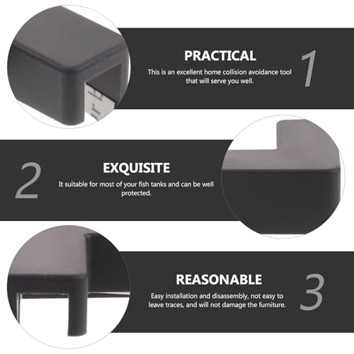Garneck 6pcs Silicone Tank Corner Guards Soft Impact-Resistant Edge Covers for Fish Tanks and Pet Carriers Black Medium Size Safety Bumpers for Furniture and Babyproofing