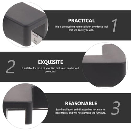 Yardwe 6pcs Black Silicone Corner Protectors for Aquarium and Pet Carrier, Supple Edge Guards, Tank Safety Bumpers, Medium Size, Safety Furniture Corner Bumpers