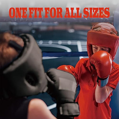 2 Pack Boxing Headgear Equipment for Taekwondo, Sparring, MMA, Muay Thai - Safety Helmet Protective Gear for Men Women Beginners - color: Black,Red