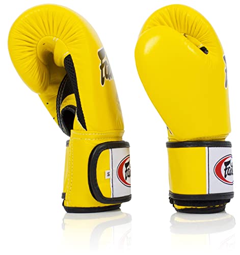 Fairtex BGV1BR Breathable Boxing Gloves, Lightweight Shock Absorbent Gear - color: Yellow, size: 8 oz