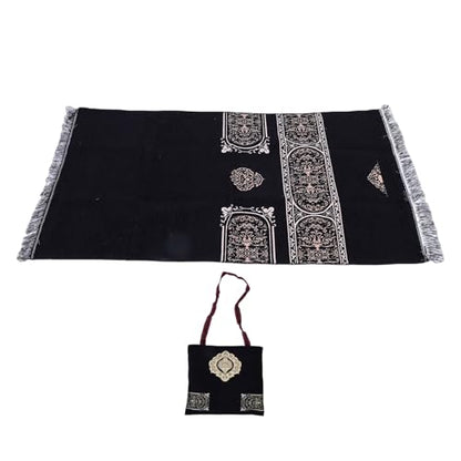 Tnfeeon Anti Slip Cotton Muslim Prayer Rug with Tassel Storage Bag Soft Portable Islamic Mat for Meditation Home Travel and Ramadan
