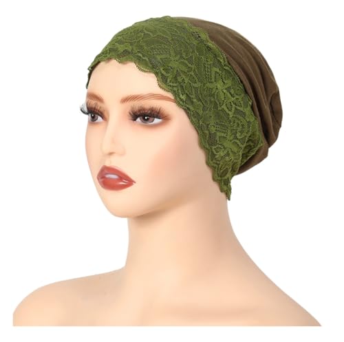 Lucky staryuan® 3 Pack Lace Hijab UnderCap for Women, Non Slip Hijab Cap, Islamic Muslim Under Scarf for Women - color: Army Green Navy Blue Wine Red