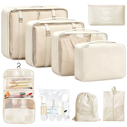 17 Set Packing Cubes for Travel, Luggage Organizer Bags with Travel Size Bottles, Lightweight Suitcase Organizer Bags Set, Travel Essentials and Accessories Packing Cubes for Women Men