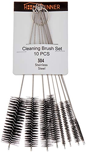 Pipe Cleaners Homewinner 8 inch Nylon Bottle Straw Cleaning Brush Set Stainless Steel Handle Flexible Tube Brushes Multiple Size, Set of 10