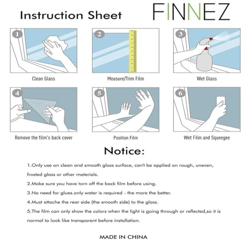 Finnez Frosted Glass Window Privacy Film, Static Cling, 23.6" x 157.4" | UV Block & Heat Control Sticker, Adhesive Free Removable Tint, No Glue Anti-Glare Renter Friendly Coverings for Home Bathroom - color: Crystal, size: 23.6 x 157.4 Inch