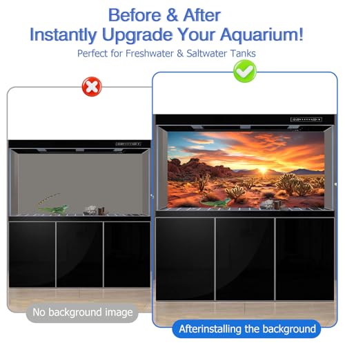 Aquarium Background & Terrarium Background – Ultra HD Static Cling, Tape-Free, Desert Sunset Design for Reptile Tank Decorations, Perfect for Bearded Dragon and Leopard Gecko Tanks 11.8 X 23.6 Inches - size: 11.8 X 23.6 Inches