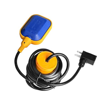 (With Counterweight) Sump Pump Universal Tethered Float Switch AC 15A 110~250V Piggyback Style Plug with 10 Feet Cord, Used in Sewage Pump, Water Tank, Septic Tank Pump, etc. | 15A 110 250V Piggyback Style Plug, with 10 Feet Cord, Used in Sewage Pump, Wat