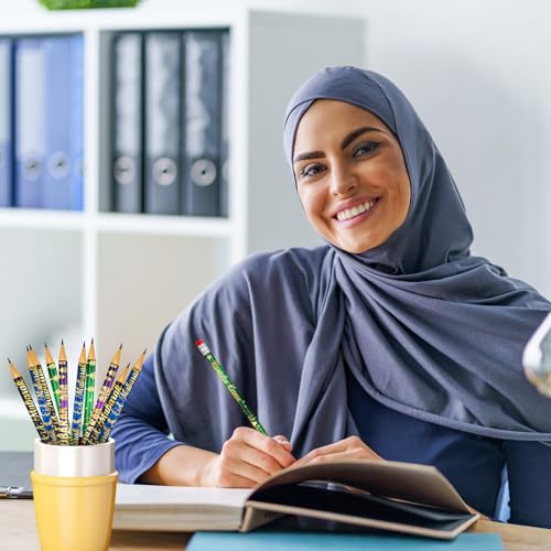 200 PCS Ramadan Pencils Eid Mubarak Wood Pencils with Eraser Ramadan Mubarak Party Favors Gifts Stationery Pencil Bulk for School Classroom Office Giveaways Prizes Islamic Party Favors Supplies - style: Mubarak200