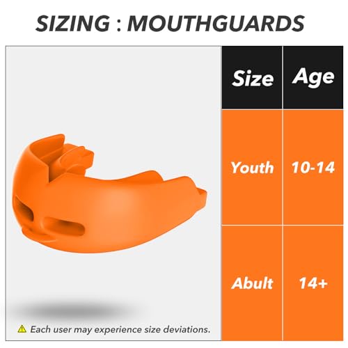 Mouth Guard Sports Youth Adult,Mouth Guard for Braces Soft,No Boiling - color: Dark Orange/Strapped