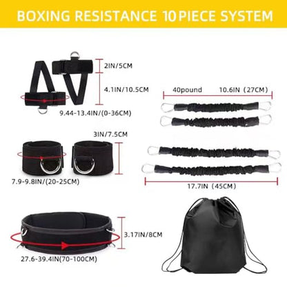 Boxing Resistance Bands, Full Body Physical Workout Trainer | Leg Strength and Agility Speed Trainer, Power Punch Pro for MMA, Volleyball Basketball Football Training Equipment