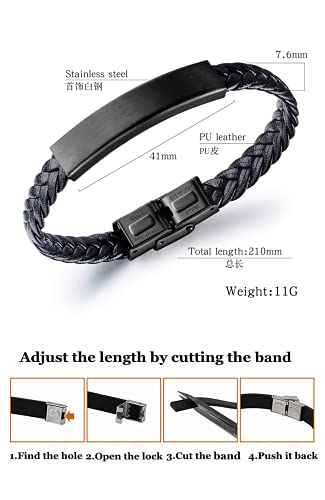 ForeverWill There's No God But Allah Islamic Arabic Calligraphy Leather Bracelet for Men Women, Islam Name of God's Messenger Faith Wristband for Arab Muslims Religious Jewelry Gift for Birthday
