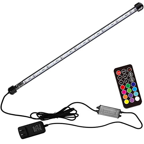 LED Aquarium Light, 23 inches Fish Tank Light RGB Color Underwater light Submersible Crystal Glass Lights, 33 LED Beads, Brightness Adjustable Memory Function, LED Light bar Stick for Fish Tank - size: 23 inch