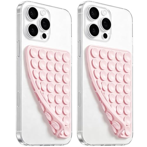 JingJinYY Anteel 2 Pack Double Sided Silicone Suction Cup Phone Case Mount, Hands-Free Strong Grip Silicon Phone Holder for Selfies and Videos, Non Slip Phone Accessories (Light Pink) - color: Light Pink