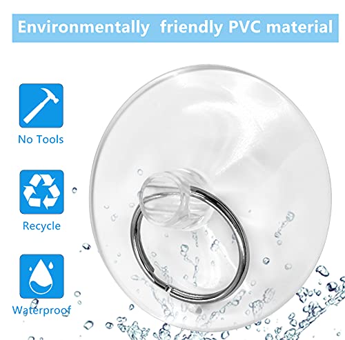 Piutouyar 12Pcs Suction Cup with Ring 2"/50mm Clear Key Ring Suction Cups Sucker for Window Kitchen Wall Hook Hanger (Pack of 2) - size: 2"/50mm (Pack of 2)