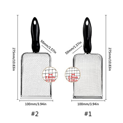 Reptile Scoops Terrarium Bedding Substrate Sand Sifter Stainless Steel Fine Mesh Small Pet Cage Cleaner Shovel