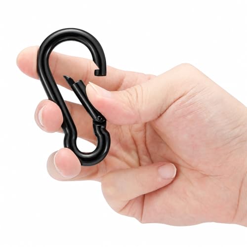 Stainless Steel Spring Snap Hook Carabiner - 304 Stainless Steel Caribeener Clips, Set of 6 - color: Black, size: 2.75 Inch