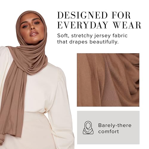 VOILE CHIC 여성용 프리미엄 저지 히잡 스카프 - 이슬람 헤드 스카프 랩 히잡 - color: 다크 토프., size: Regular