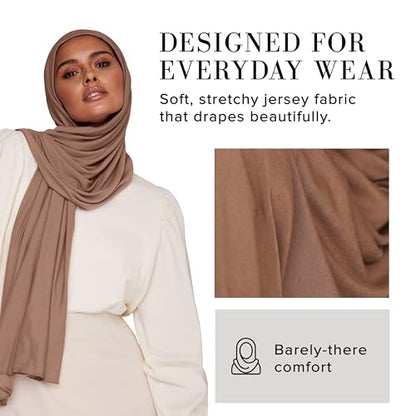VOILE CHIC 여성용 프리미엄 저지 히잡 스카프 - 이슬람 헤드 스카프 랩 히잡 - color: 다크 토프., size: Regular