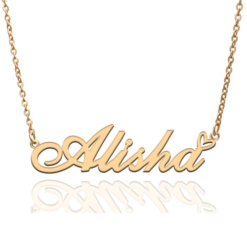 Custom Name Necklace Customized Personalized Plated Necklace for Mother Daughter Friendship Women Valentine's Day Christmas Birthday New Year Party - style: Alisha Gold