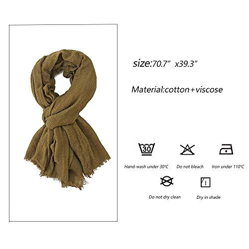 EVQ 여성용 부드러운 면 헴프 스카프 랩 롱 히잡 스카프 - color: 네이비 블루+마룬+아미