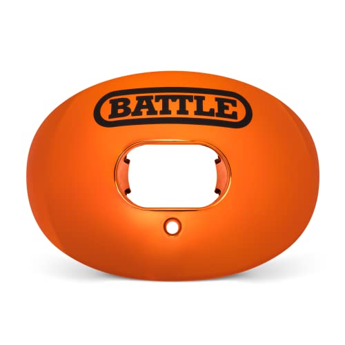 Battle Sports Chrome Oxygen Football Mouthguard | Maximum protection, Safe secure comfortable fit, Breathable built-in airflow channels, No boil required, Advanced composite - color: Orange