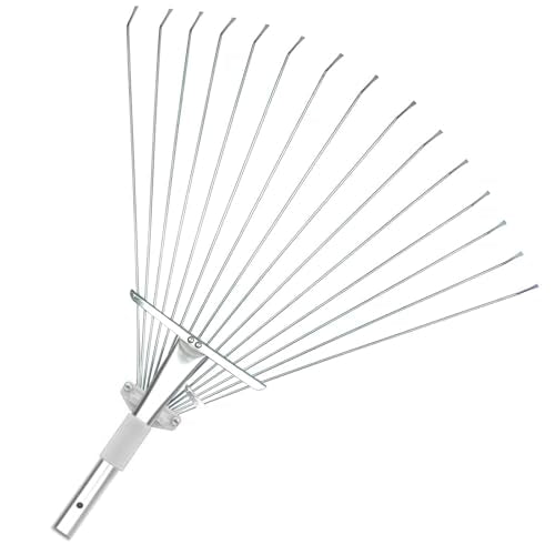 Buyplus Adjustable Garden Leaf Rake - 24 to 63 Inch Telescopic Metal Expandable Folding Leaves Rake, Metal Rakes for Leaves, Yard Rakes for Lawn Yard, Flowers Beds, Sliver - color: Sliver