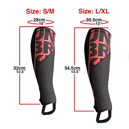UNBROKENSHOP Shin Sleeves Pro Red 7mm Neoprene, Weightlifting, Deadlift, Rope Climb, Box Jumps for Men and Women, Single - size: X-Large