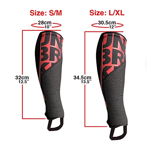 UNBROKENSHOP Shin Sleeves Pro Red 7mm Neoprene, Weightlifting, Deadlift, Rope Climb, Box Jumps for Men and Women, Single - size: Large-X-Large