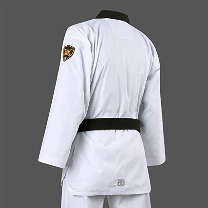 MOOTO Korea Taekwondo MTX S2 Uniform Black V-Neck Dobok MMA Martial arts Karate Basic Training WT Logo (170(Height: 170~179cm)(5.58~5.87ft))
