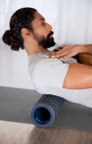 Teeter Massage Foam Roller - Textured for Deep Tissue Muscle Relief to Boost Recovery, Flexibility, Mobility - Back Pain Relief, Sports Massage, Myofascial Release - color: More Firm (Gray/Bumpy)