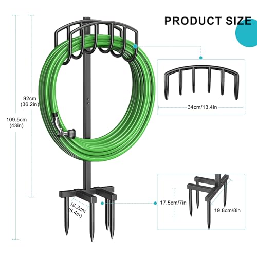 Garden Hose Holder, Detachable Metal Water Hose Holder Stand, Heavy Duty Freestanding Garden Hose Reel Rack and Hose Storage Organizer for Outside Yard - color: Black-Simple