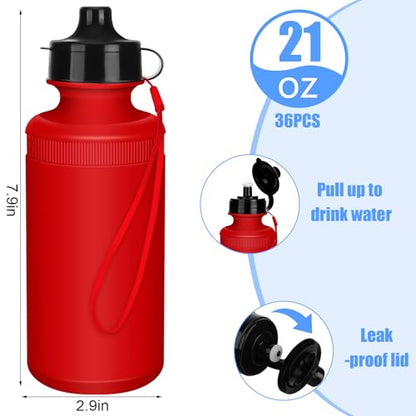Zubebe 36 Pcs Sports Water Bottles Bulk Squeeze Reusable Bpa-free Plastic Water Bottles End of the Year Gifts Summer Gifts for Students School Travel Hiking Cycling Event Team Gift - color: Red