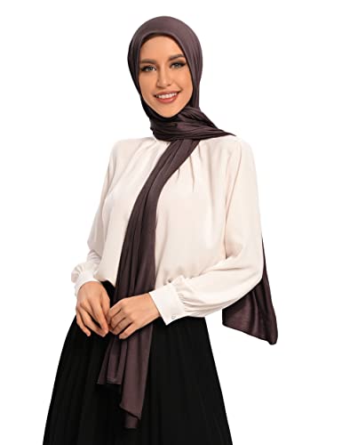 Txmout Premium Jersey Hijabs for Women - Cotton Muslim Scarfs - color: Chocolate