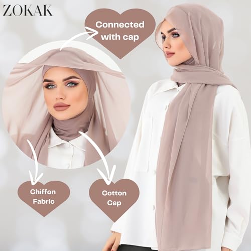 Instant Chiffon Hijab, Ready to wear hijab, modal wrap, Abaya, modern Instant Scarf, Soft breathable scarf - color: S8 Mink