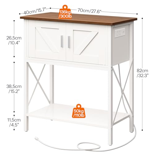 HOOBRO 20 Gallon Fish Tank Stand with Power Outlets and LED Light, Metal Frame Aquarium Stand, Reptile, Turtle Tank Stand with Cabinet Storage, 300 LBS Capacity, White and Walnut WH40UDFT01 - color: White + Walnut