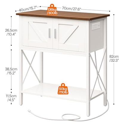 HOOBRO 20 Gallon Fish Tank Stand with Power Outlets and LED Light, Metal Frame Aquarium Stand, Reptile, Turtle Tank Stand with Cabinet Storage, 300 LBS Capacity, White and Walnut WH40UDFT01 - color: White + Walnut
