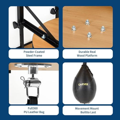 Garvee Speed Bag Platform for Boxing Punching Practice with 24 Inch Board Height Adjustable Mount 360 Degree Swivel and Includes Speed Bag Air Pump