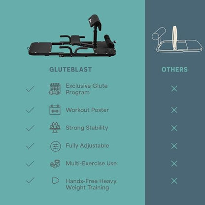 Lifepro GluteBlast Hip Thrust Machine – Foldable, Home Gym, 220 lb Cap | Sissy squat + hip thrust bench, powder-coated steel, PU leather pad, folds with wheels, 27.2"×45.3" glutes, hamstrings & core - style: Gluteblast