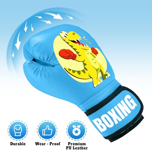 Kids Boxing Gloves for Boys & Girls, Youth Boxing Training Gloves for Kids Age 3 to 9 Years, 4OZ Training Sparring Gloves for Punching Bag Kickboxing Muay Thai MMA - color: Blue