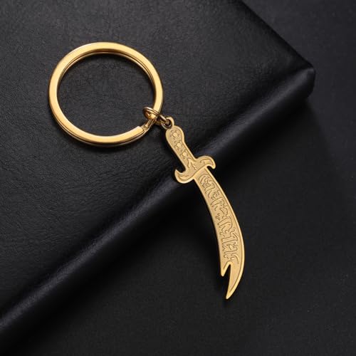 Dreamtimes Zulfiqar Sword keychain For Men Women Islam muslim HZ Zulfiqar Sword of Imam Ali keychain Islamic Muslim Jewelry - color: Gold