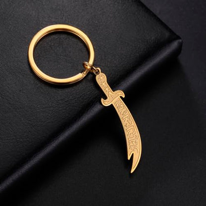Dreamtimes Zulfiqar Sword keychain For Men Women Islam muslim HZ Zulfiqar Sword of Imam Ali keychain Islamic Muslim Jewelry - color: Gold