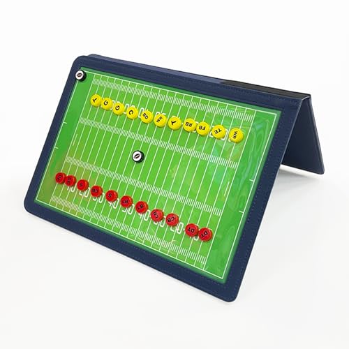 JIANNA Rugby Dry Erase Coaching Board 12.6" x 9.45", Foldable PU Leather Tactical Clipboard with Magnetic Position Markers, Full Kit with 2 Erasable Pens and Scoreboard Note Area