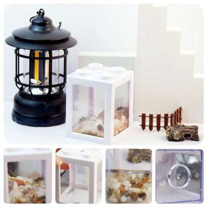 Mini Sea Monkey Tank, Stackable Aquariums for Fairy Shrimp Eggs Moss Balls, 0.25 Gallon Temporary Betta Fish Tank, Ant Feeding Case, Small Reptile Tank - color: White