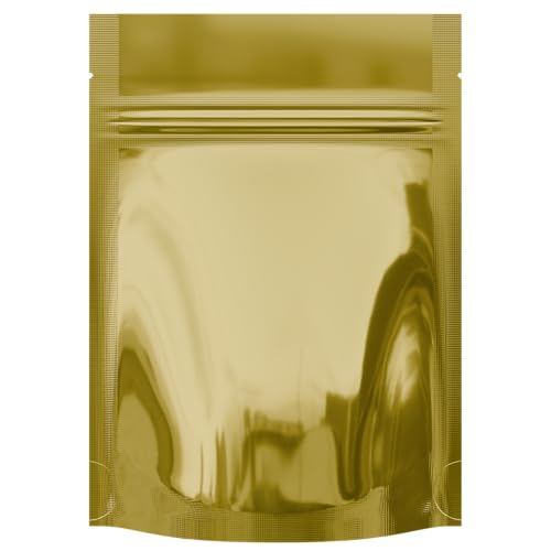 Mylar Style Barrier Bags – Zipper w/Heat Seal – 100 Bags (Gloss Gold/Clear, 1/8 Ounce - 3.62?x5?x1.5?) - color: Gloss Gold / Clear, size: 3.62x5x1.5 Inch (Pack of 100)