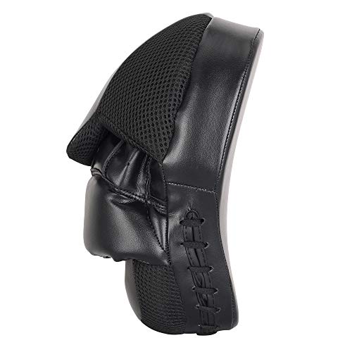 Curved Punching Mitts for Focused Hand Target Bag to Punch & Kickboxing, MMA Muay Thai Home Gym Training Pads for Men and Women - color: Classic Black