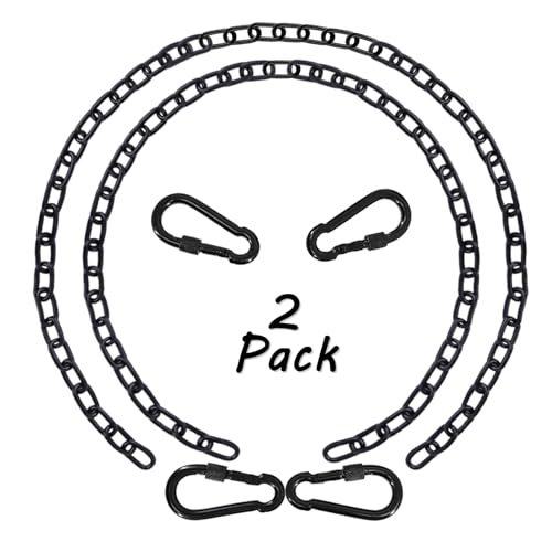 2 Pack 44in Hanging Swing Chain with 4 Carabiners, 660LB Capacity Hanging Kits Heavy Duty Hanging Chair Hardware for Hammock Swing Hanging Chair Punching Bags Sandbag Indoor Outdoor Yoga Gym (Black) - color: Black, size: 2 Pack 44 inch